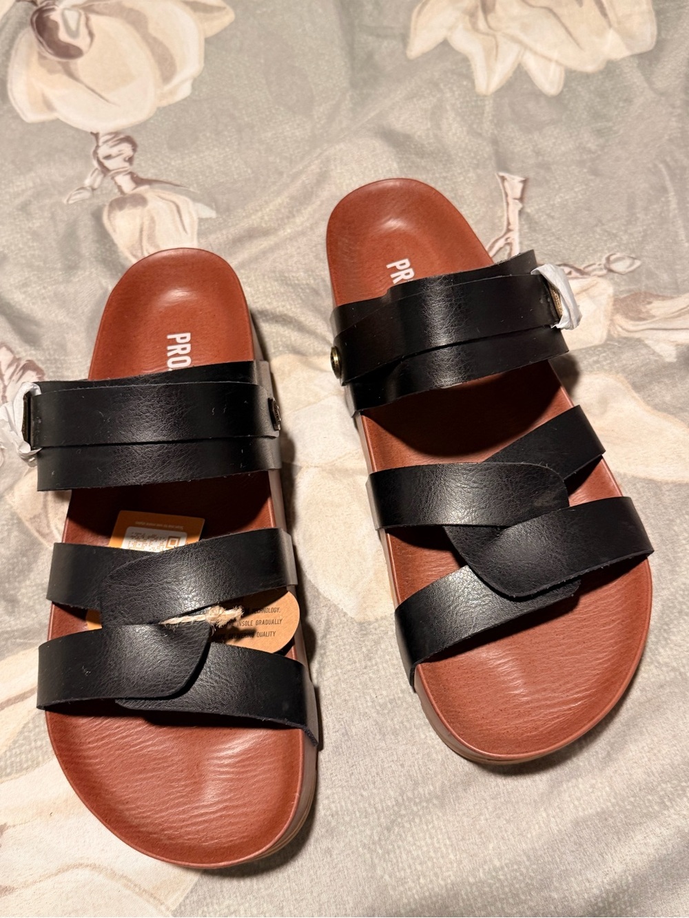 New Black Triple-Strap Slide Sandals for Women